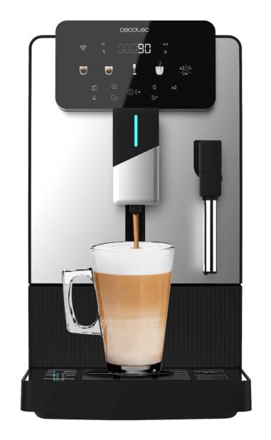 A01_EU01_115411 - Cafetera Superautom�tica CECOTEC Cremmaet Steam Compacta 19 Bares Vaporizador Sistema Thermoblock Pantalla T�ctil 15? Molinillo C�nico Dep�sito de Caf� 150g Dep�sito de Agua 1.1L Altura Regulable Negra/Acero (A01_EU01_115411)