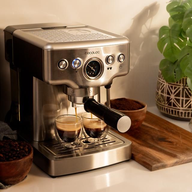 01982 - Mini Cafetera CECOTEC Power Espresso 20 Barista Mini 1465W 20 Bares Dep�sito Extraible 1.8L Man�metro Sistema Thermoblock 2 Caf�s (01982)
