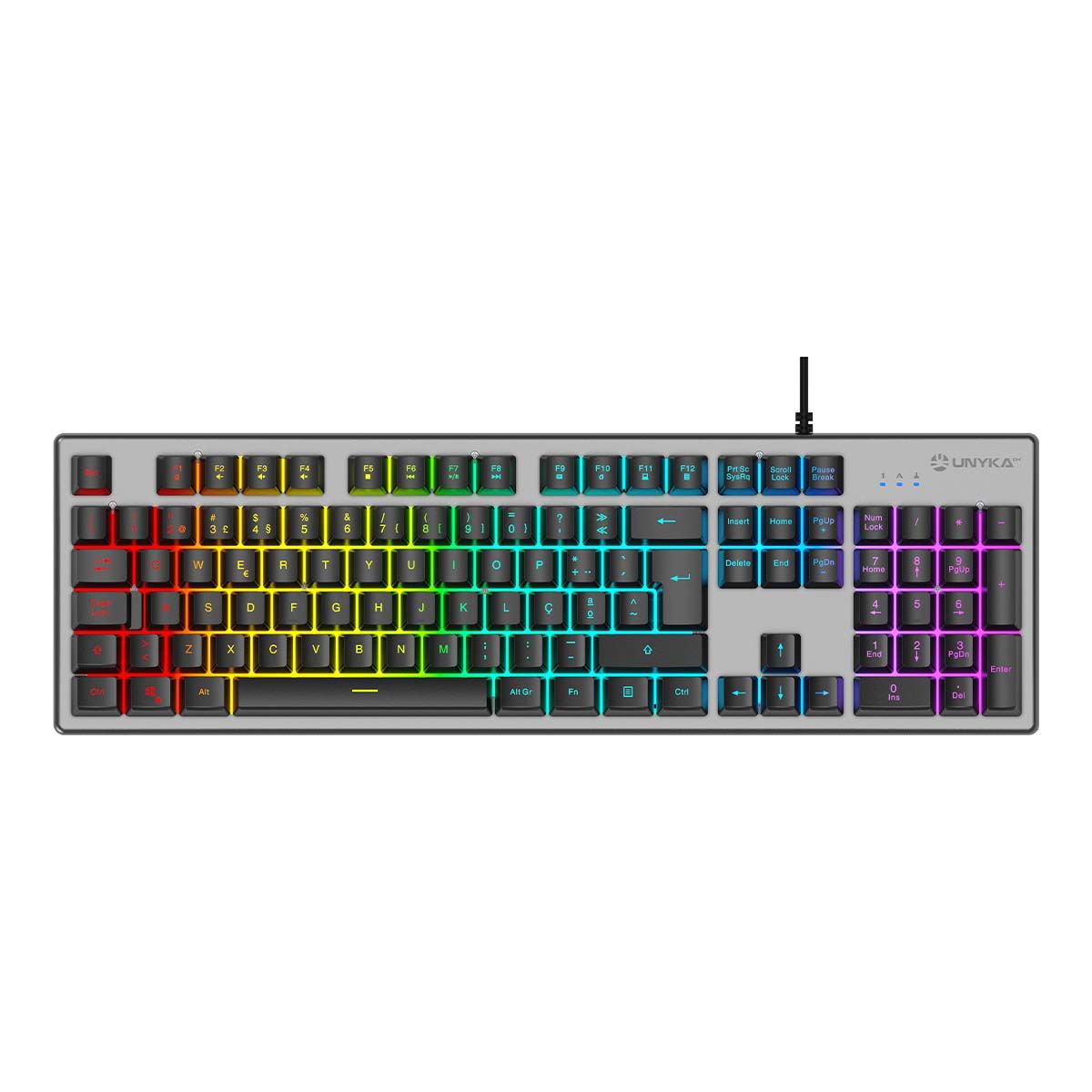 UK505450 - Teclado Gaming UNYKA NOVA K244 QWERTY 105 Teclas LED RGB USB-A Portugu�s Gris (UK505450)