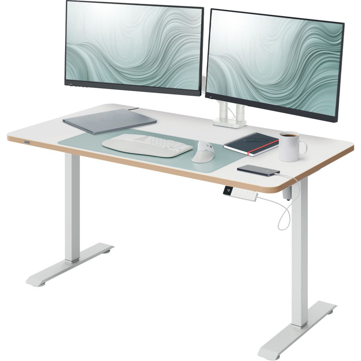 6770-00-01 - Escritorio Leitz ERGO 120x70cm altura regulable el�ctricamente 72 a 118cm , puertos Usb-A y Usb-C, Blanco. (6770-00-01)