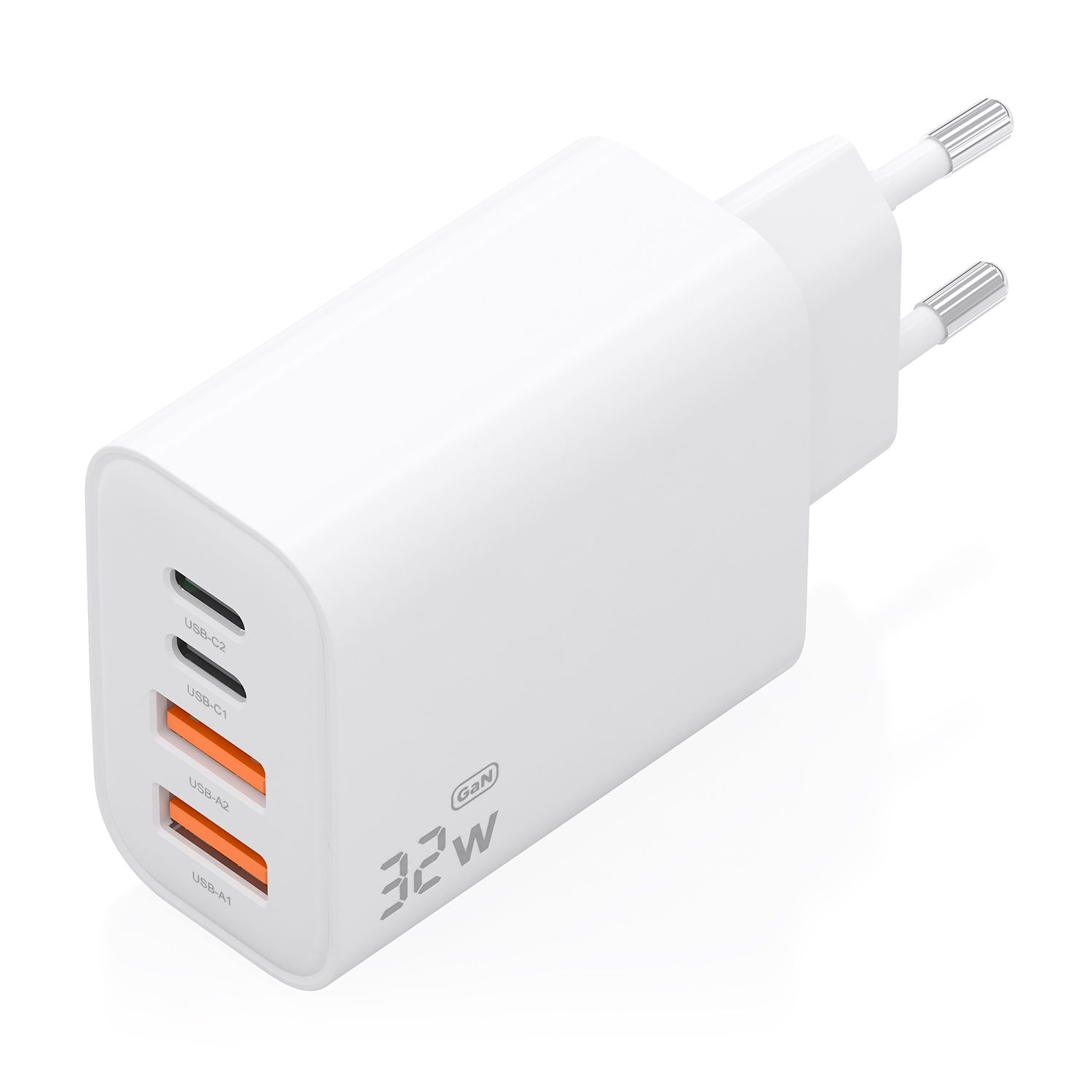 A110-1027 - Cargador de Pared AISENS GaN 32W PD 3.0 QC 3.0 2xUSB-A 2xUSB-C Blanco (A110-1027)