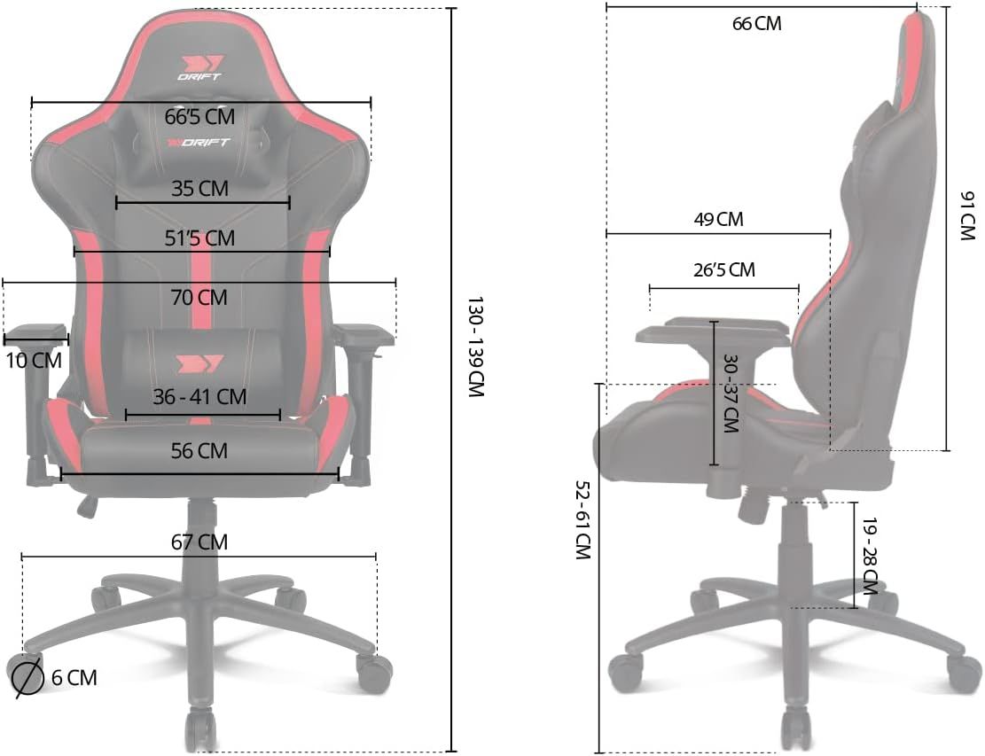 DR350BR - Silla Drift Gaming EXPERT. Estructura robusta. Reposabrazos 4D ajustables. Dise�ado para largas horas de juego o de trabajo. Respaldo reclinable desde los 90 hasta los 135 grados. Soporta hasta 150 kilos. NEGRA ROJA (DR350BR)
