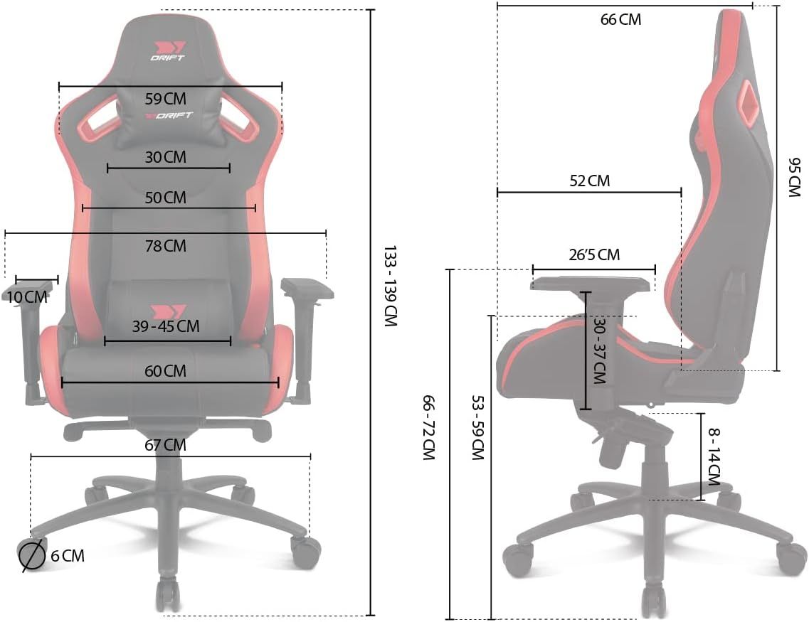 DR600BGRAY - Silla DRIFT DR600 GAMING. tama�o XL que cuenta con reposabrazos 4D.Ajustar en altura, de izquierda a derecha, hacia delante o hacia atr�s y en �ngulo lateral. reclinable hasta los 135�.soportar hasta 150 kilos. ruedas silenciosas. NEGRA GRIS (DR600BGRAY)