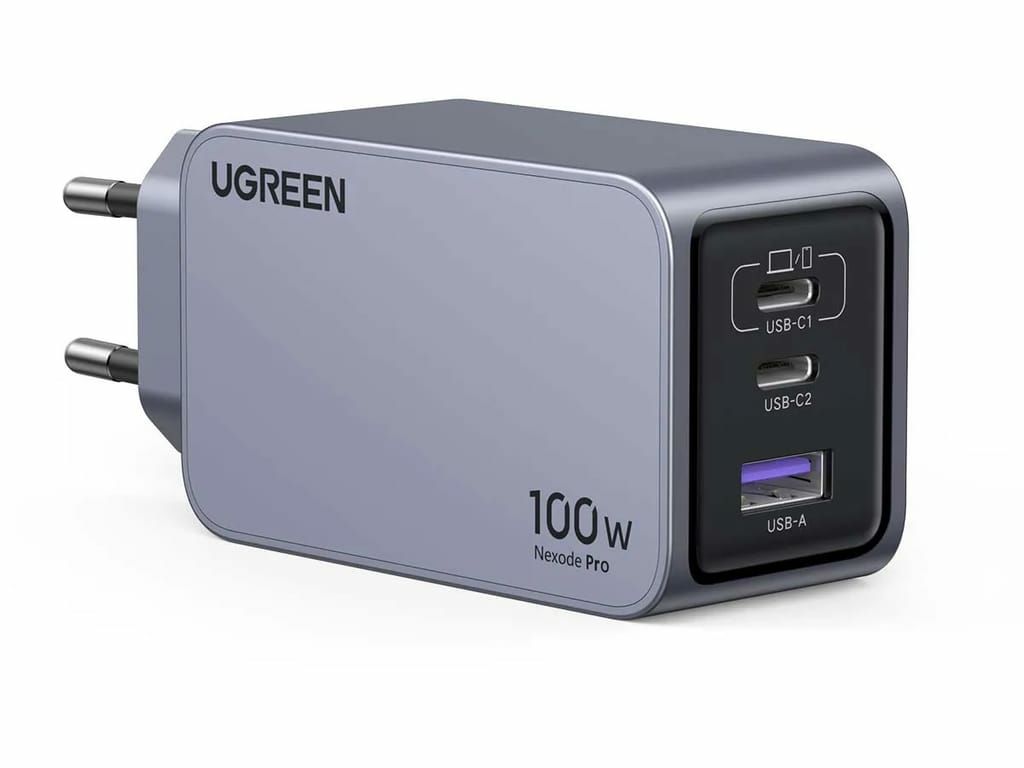 25874 - Cargador Ugreen Nexode Pro GaN 100W 1xUSB-A 2xUSB-C Carga R�pida Gris (25874)
