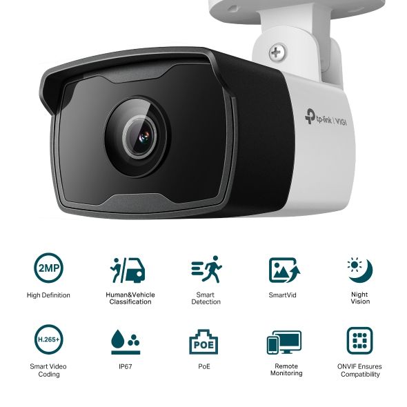 VIGI C330I(6MM) - C�mara IP Tp-Link 3MP. Bullet 3mp Sensor CMOS 117.9� Ethernet PoE IP67 Visi�n Nocturna Exterior Techo/Pared/Poste Negra/Blanca (VIGI C330I 6MM)