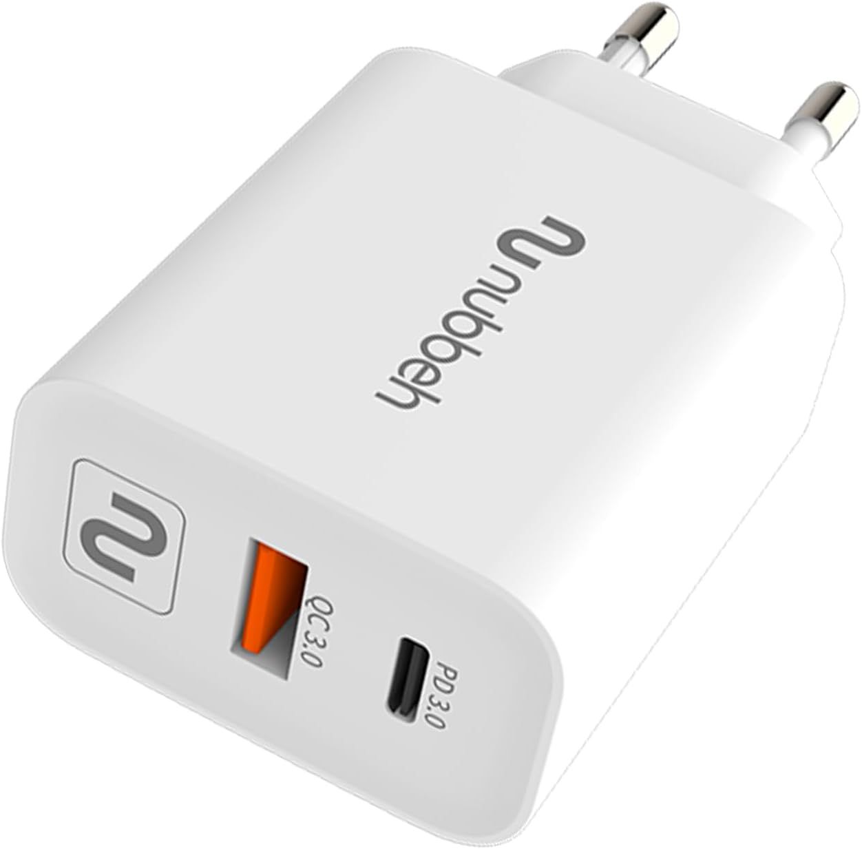 NBWALLCHUSBCW43 - Cargador Pared NUBBEH 43W Usb-A Usb-C QC3.0 Blanco (NBWALLCHUSBCW43)