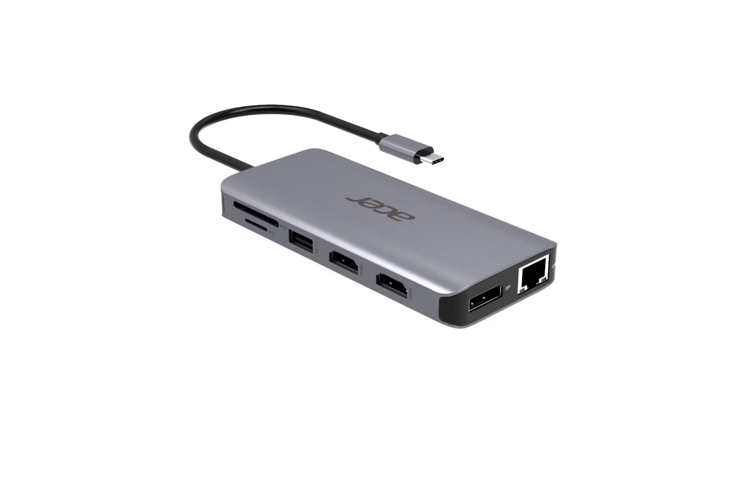 HP.DSCAB.009 - Docking Station Acer USB-C 3.0 12 en 1 2xUSB 2.0 2xUSB-A 3.0 1xSD/mSD 2xHDMI 1xDP 1xRJ45 1x3.5mm Ethernet GbE Plata (HP.DSCAB.009)
