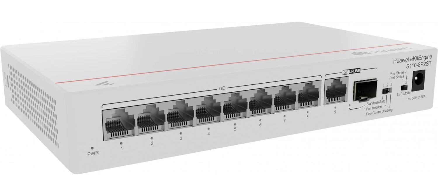 98012269 - Punto de Acceso Huawei CloudEngine S110-8P2ST 8xRJ45 GbE 1xSFP PoE Rack Gris (98012269)