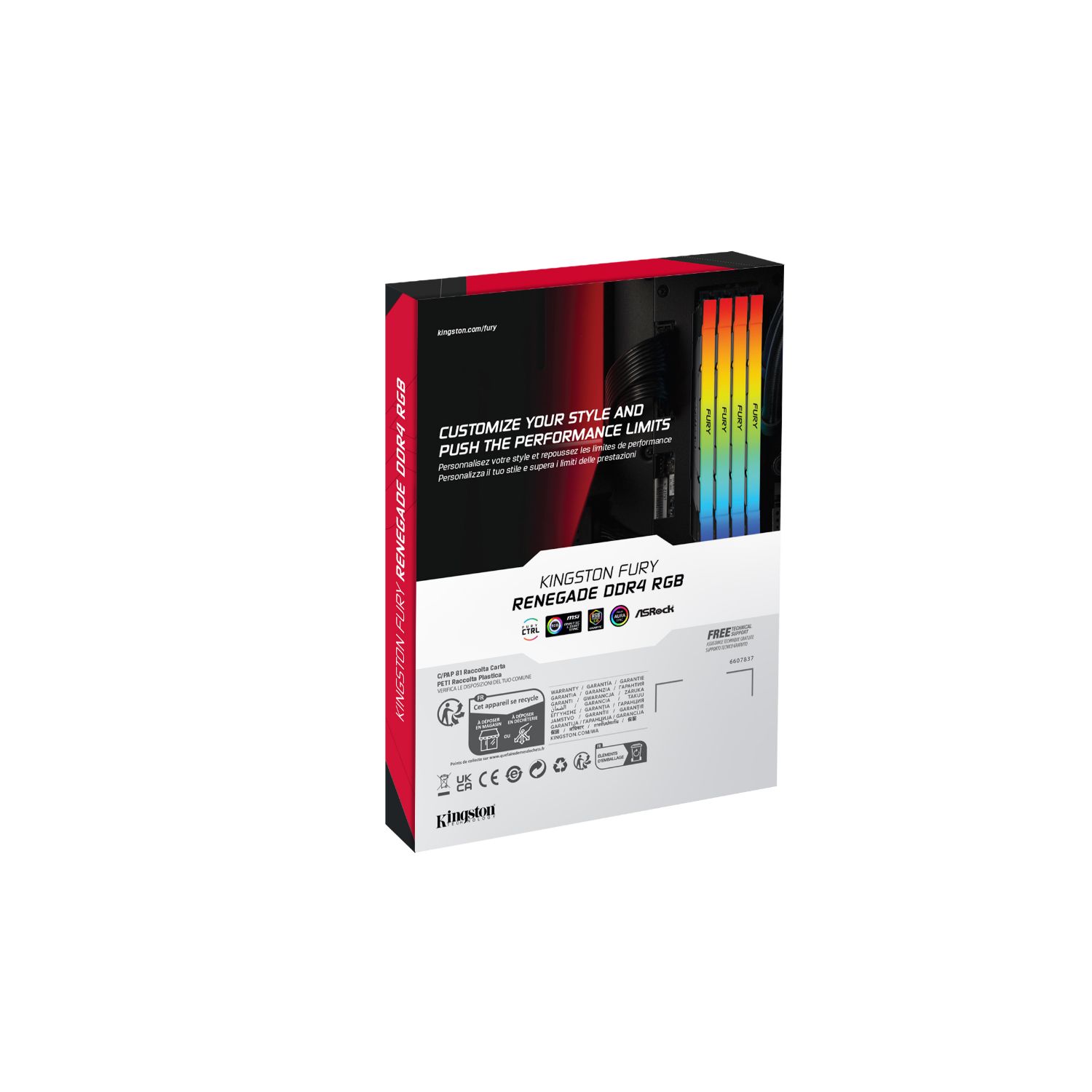 KF440C19RB2A/8 - Mdulo Kingston Renegade Fury DDR4 8Gb 4000MHz RGB 288-pin DIMM CAS 19 PC/Servidor (KF440C19RB2A/8)