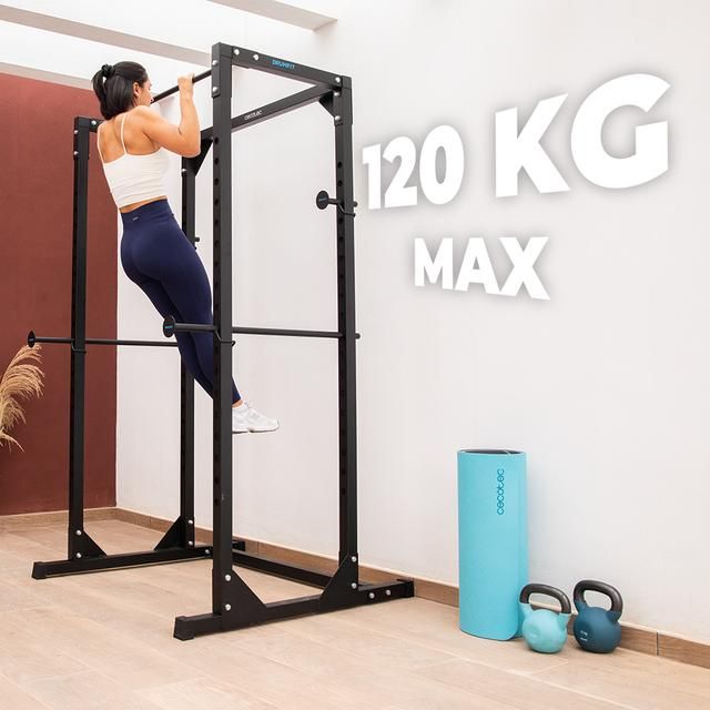 07190 - Jaula de musculacin CECOTEC Drumfit PowerRack 1000 Power Rack. ara realizar entrenamientos con cargas altas de forma segura y ejercicios de dominadas. (07190)