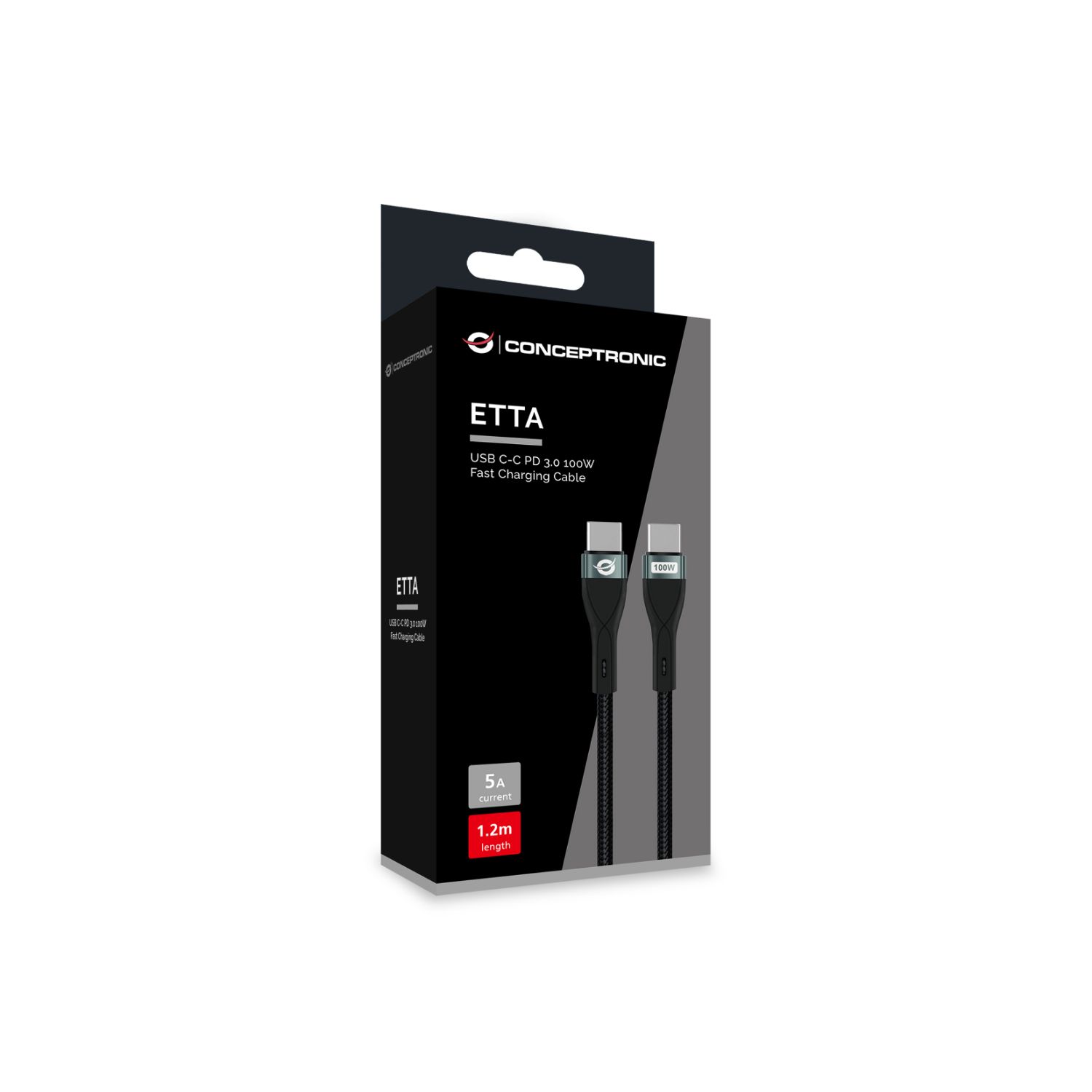 ETTA01B12 - Cable CONCEPTRONIC USB-C 2.0/M a USB-C 2.0/M 100W 1.2m Negro (ETTA01B12)