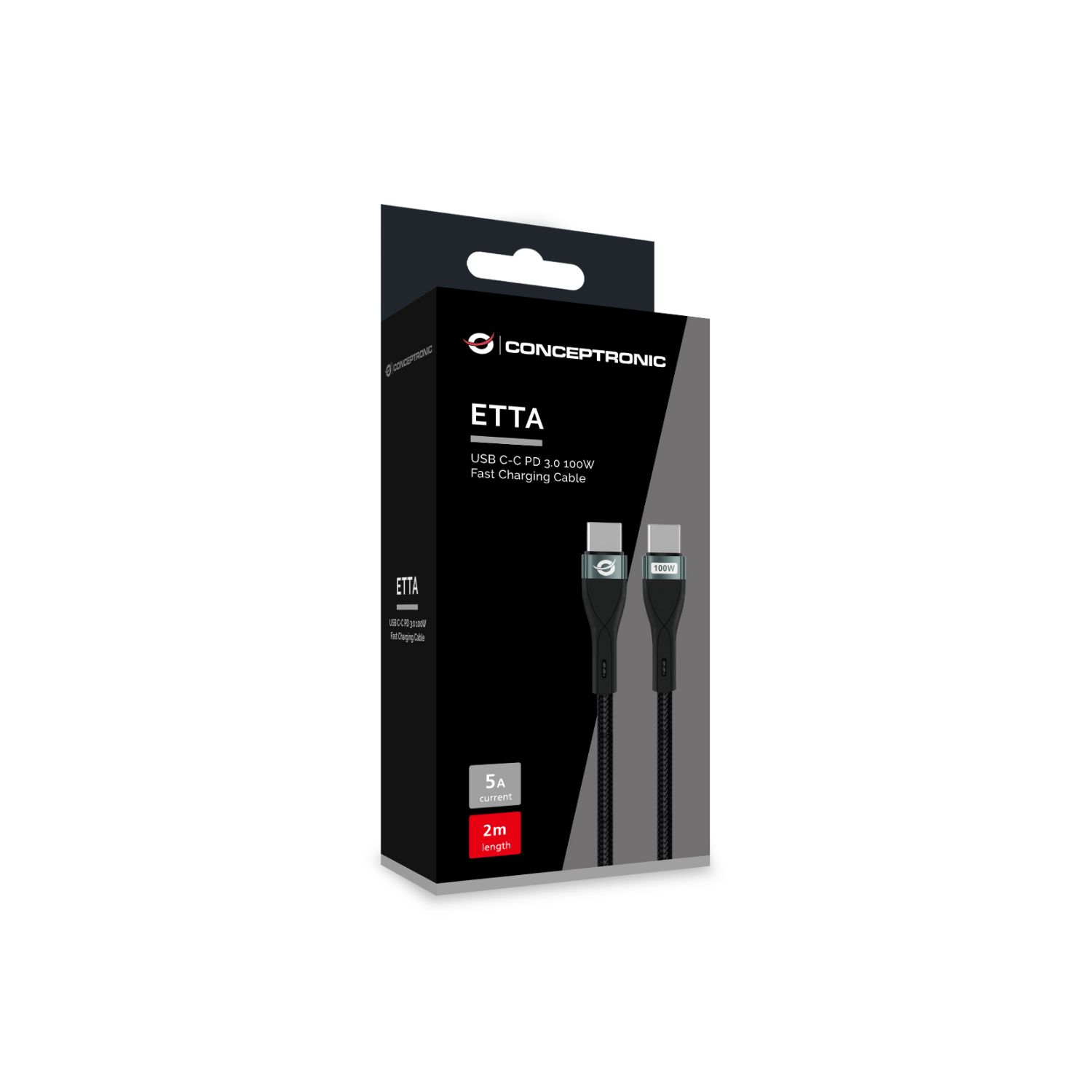 ETTA01B20 - Cable CONCEPTRONIC USB-C 2.0/M a USB-C 2.0/M 100W 2m Negro (ETTA01B20)