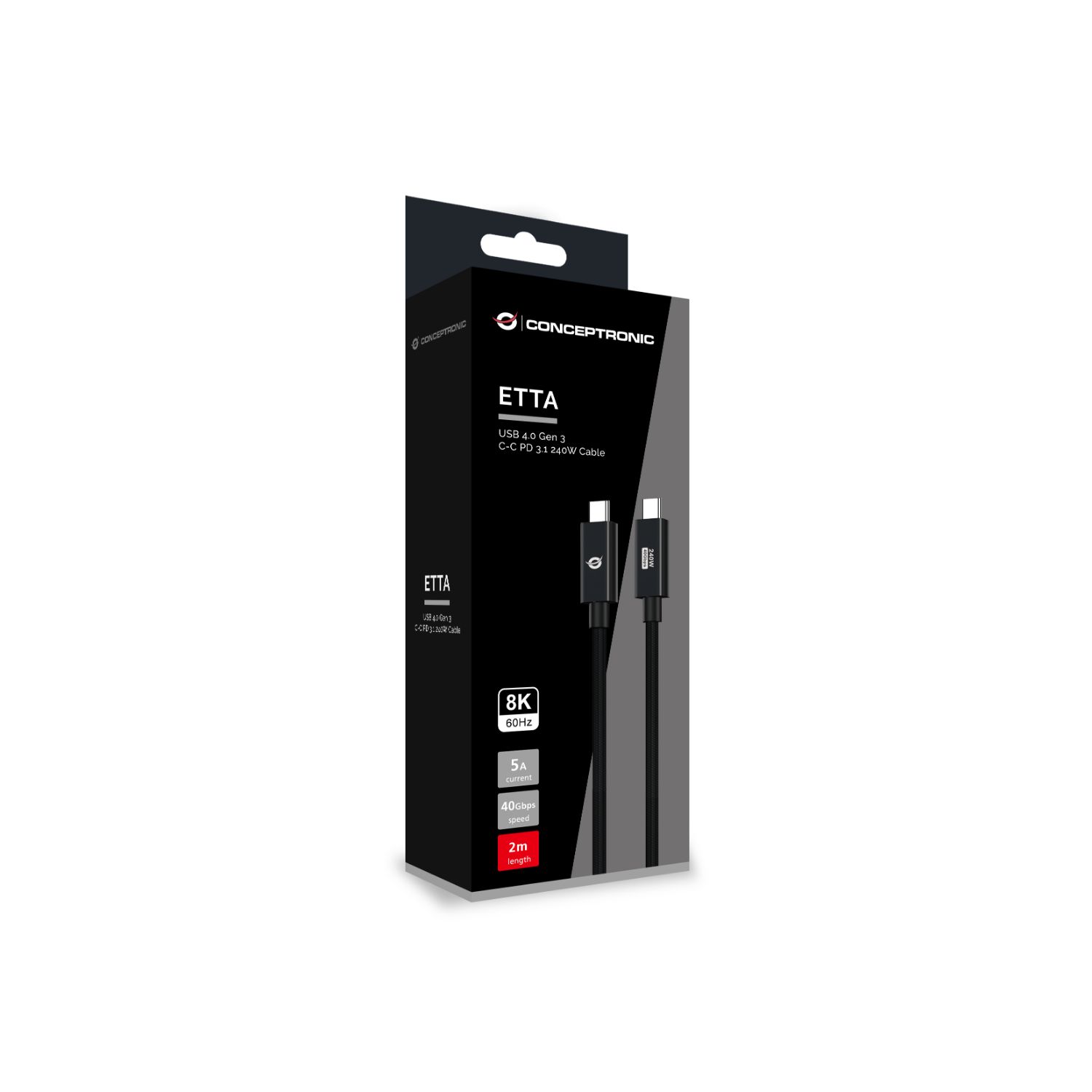 ETTA04B20 - Cable CONCEPTRONIC USB-C 4.0/M a USB-C 4.0/M 240W 2m Negro (ETTA04B20)
