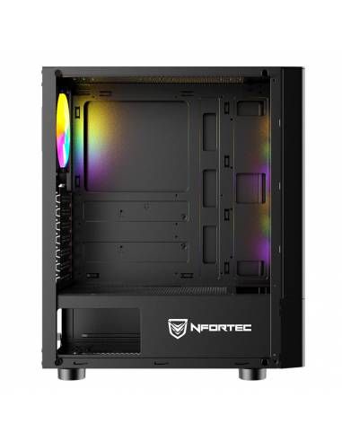 NF-CS-CAELUM-BLACK - Caja Gaming Nfortec Caelum Ventana Lateral de Cristal Templado 2xUSB 2.0 1xUSB 3.0 ATX mATX ITX Negra (NF-CS-CAELUM-BLACK)