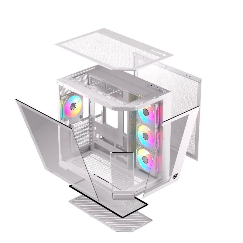 NF-CS-PULSAR-W - Caja Gaming Nfortec Pulsar Ventana Lateral de Cristal Templado ARGB 2xUSB-A 3.0 1xUSB-C 3.0 ARGB ATX mATX ITX Blanca (NF-CS-PULSAR-W)