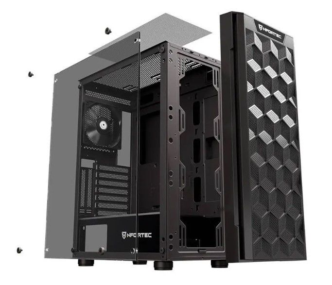 NF-CS-AZIR-B - Caja Gaming Nfortec Azir Ventana Lateral de Cristal Templado 2xUSB 2.0 1xUSB 3-0 ATX mATX ITX Negra (NF-CS-AZIR-B)