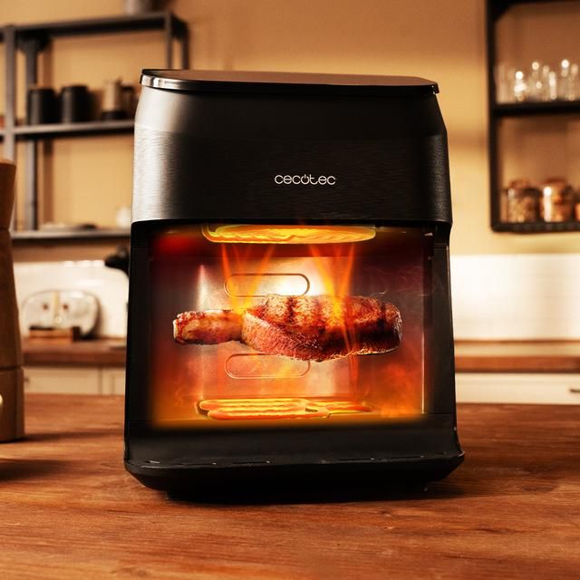 A01_EU01_101134 - Freidora de Aire CECOTEC Cecofry&Grill Smokin 4500, con doble grill y ahumador para dorado perfecto y sabor de parrilla en carnes, capacidad de 4.5 litros y potencia de 1900 W para platos saludables. (A01_EU01_101134)