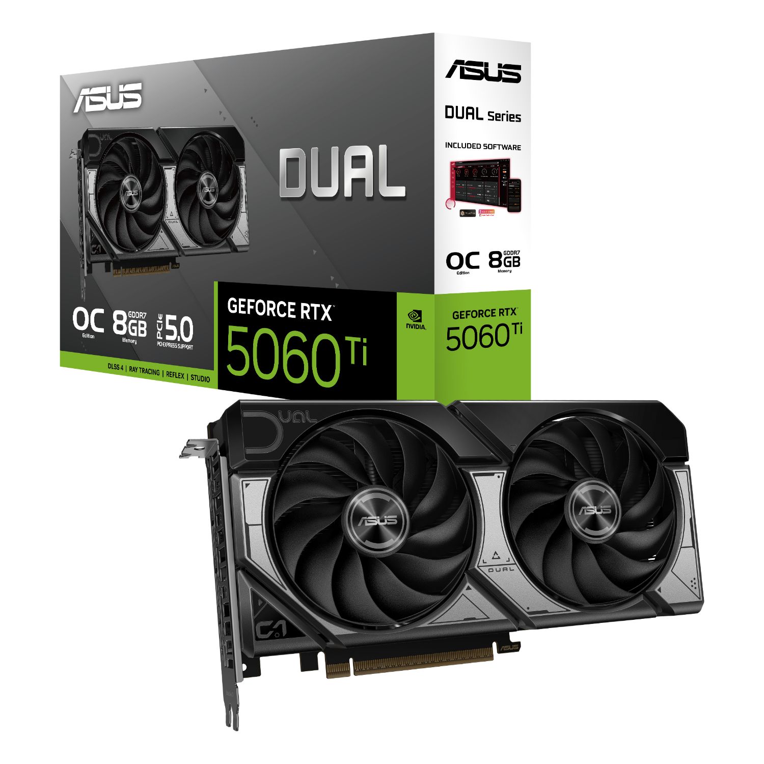 90YV0MP2-M0NA00 - Tarjeta Grfica ASUS Dual Nvidia GeForce RTX 5060 Ti OC 8Gb GDDR7 3xDP 2.1b 1xHDMI 2.1b PCIe 5.0 HDCP 2.3 Open GL 4.6 (90YV0MP2-M0NA00)