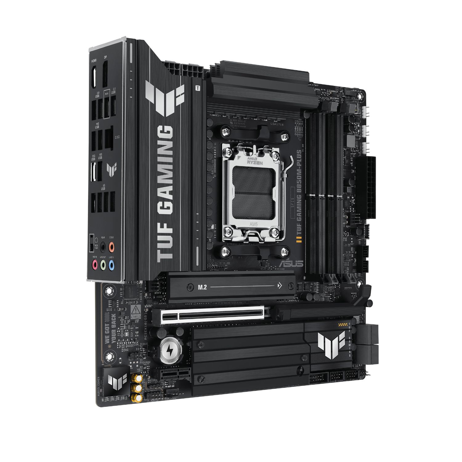 90MB1IX0-M0EAY0 - ASUS TUF GAMING B850M-PLUS: (AM5) 4DDR5 M.2 SATA3 PCIe USB 2.0 USB-A 3.0/3.1 DP HDMI 7.1 mATX Ethernet 2.5GbE