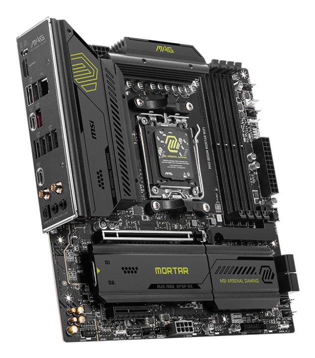 911-7E61-001 - Placa base MSI MAG MORTAR B850M WIFI: (AM5) 4DDR5 M.2 SATA3 PCIe USB-A 3.0/3.1 USB-C 3.1 HDMI RJ45 7.1 mATX WiFi 7 Bluetooth 5.4 Ethernet 5GbE