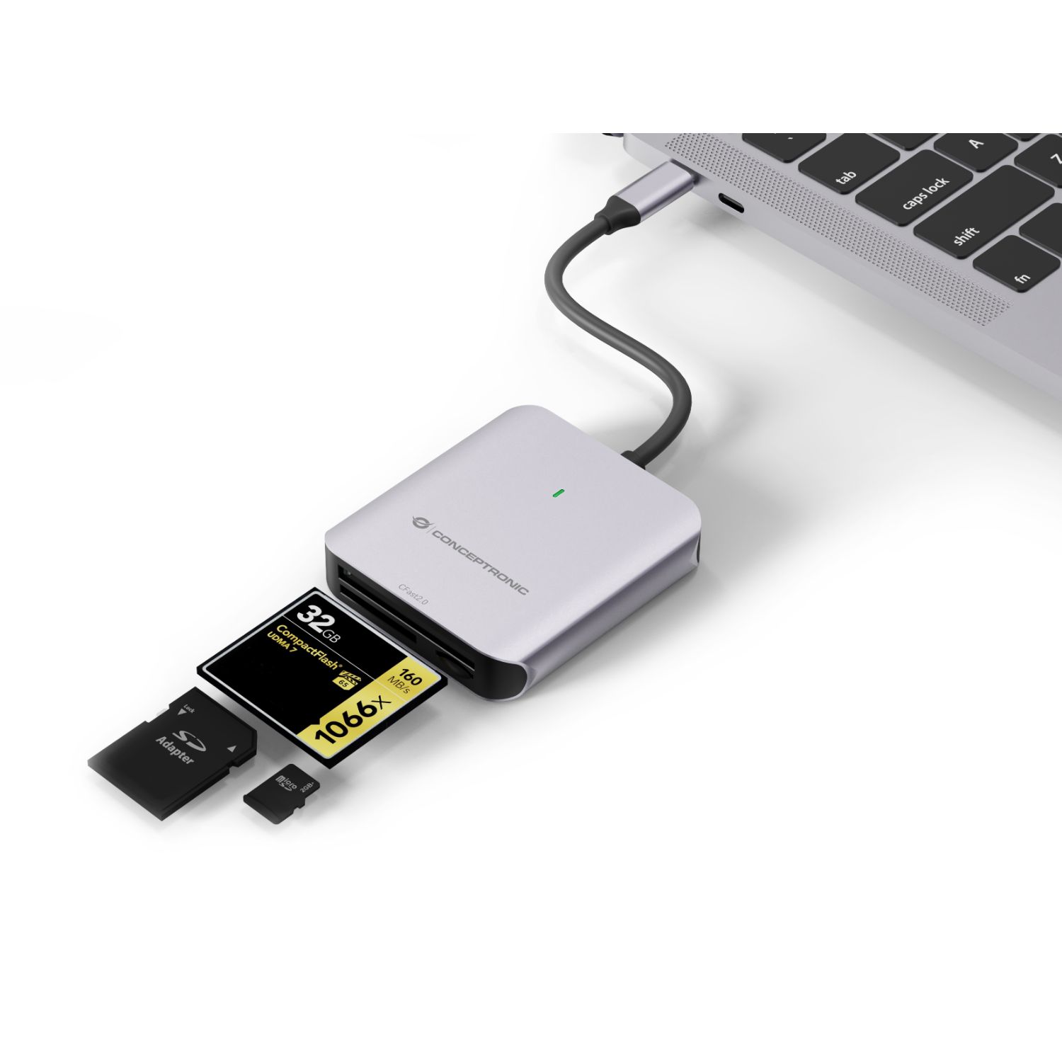 BIAN09G - Lector Tarjetas CONCEPTRONIC USB-C 3.1 Micro SD (Transflash)/Micro SDHC/Micro SDXC/SD/SDHC Gris (BIAN09G)