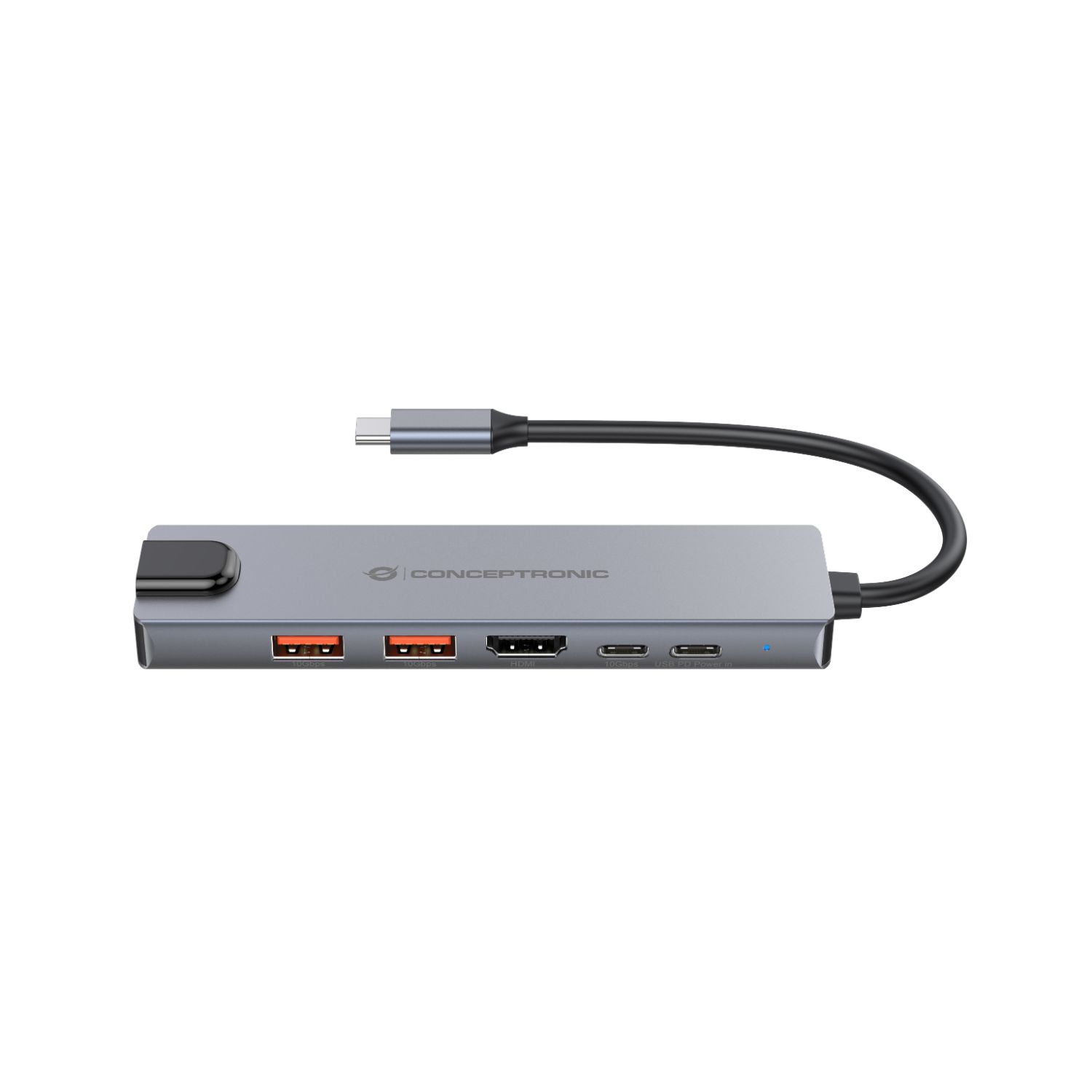 DONN29G - Docking Station CONCEPTRONIC 6en1 USB-C a USB-A 3.1/USB-C 3.1/USB PD 140W/HDMI 2.0 Gris (DONN29G)
