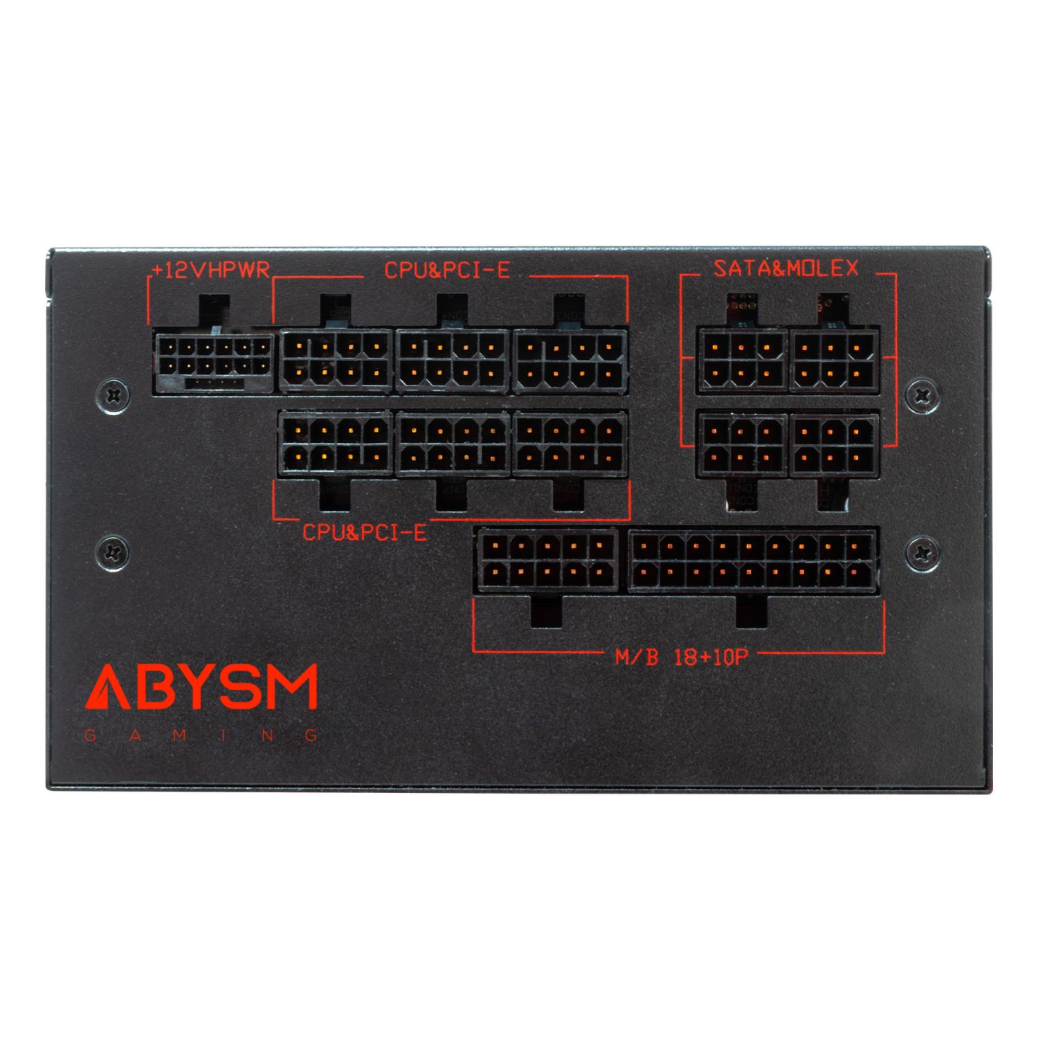 AB218501B - Fuente Abysm Morpheo GX5 ATX 850W Full Modular APFC 120mm 20+4 pin ATX EPS 4xMolex 8xSATA 3xPCIe 80+ Gold Negra/Roja (AB218501B)