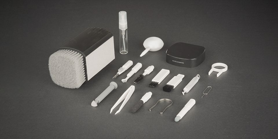 MAKIT - Kit de Limpieza MARS GAMING 21en1, Accesorios especficos para una limpieza profunda y detallada, Cuidado integral desde teclados y auriculares hasta cmaras. (MAKIT)