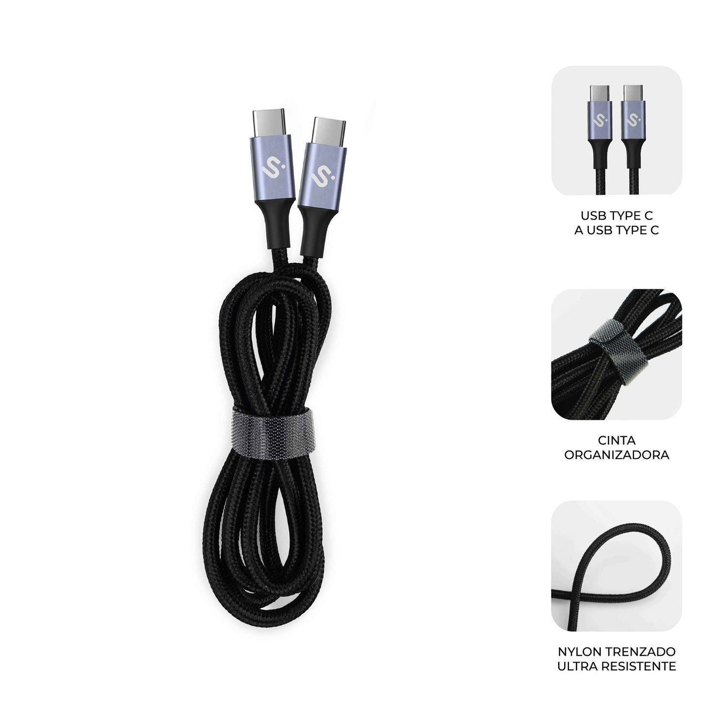 SUBCAB-C10001 - Cable SUBBLIM USB-C 2.0 M/M 1m Negro (SUBCAB-C10001)