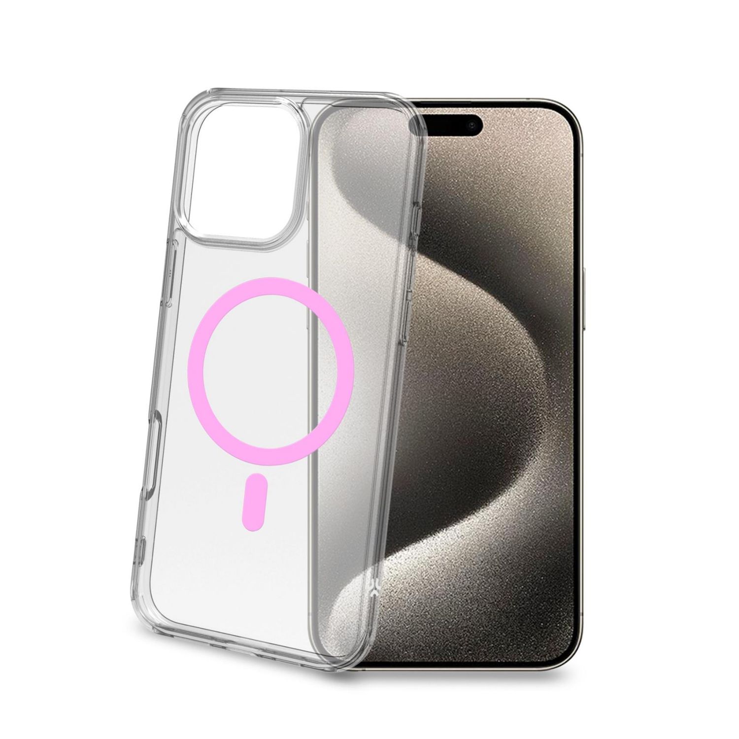 GELSKINMAG1115P - Funda CELLY iPhone 16Pro Max Transparente/rosa. (GELSKINMAG1115P)