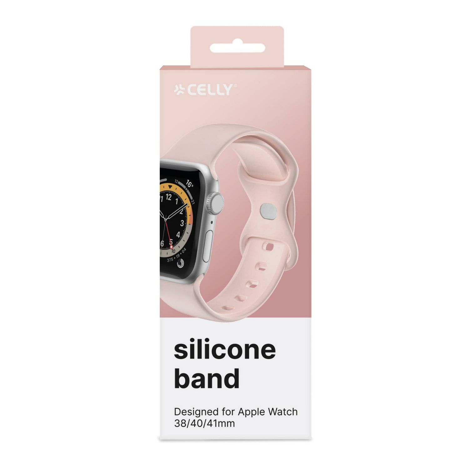 WBANDSIL40BP - Correa CELLY para AppleWatch con sistema de cierre con pasador, 38/40/41mm, de silicona suave Rosa (WBANDSIL40BP)