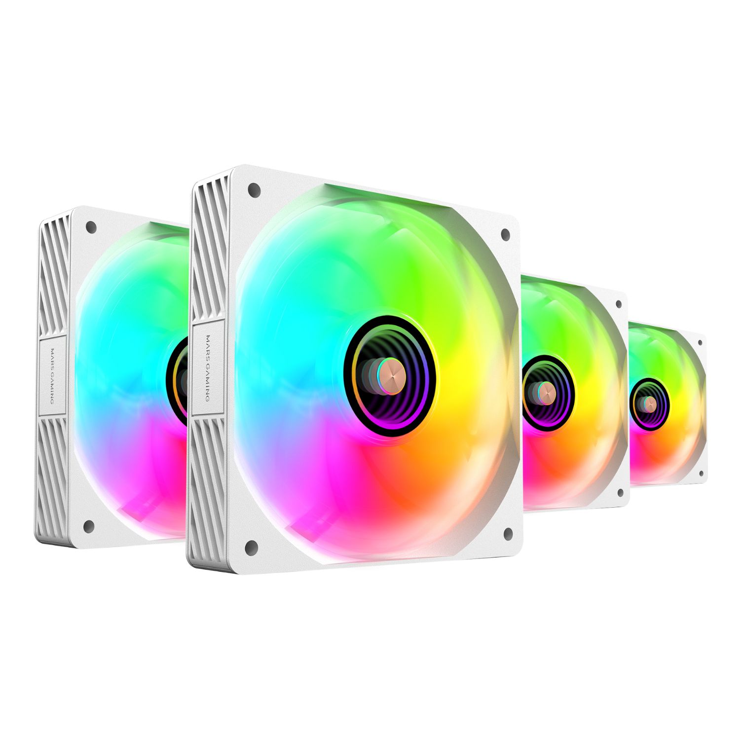 MFSI4KITW - Kit MARS GAMING 4Ventiladores ARGB 120mm Blanco +Hub con mado a distancia. (MFSI4KIT)