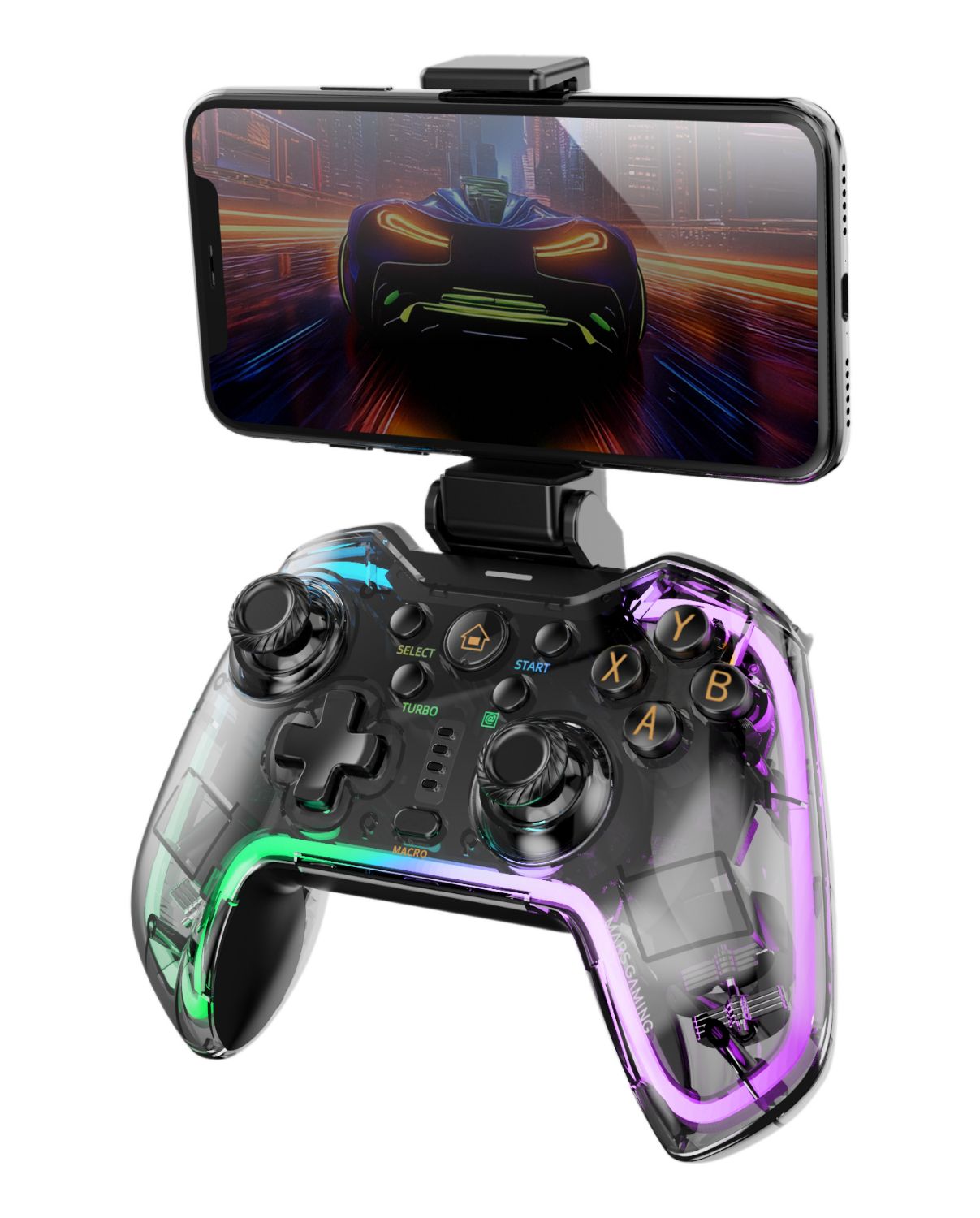 MGPBT2 - GamePad MARS GAMING Bluetooth5.0 RGB Neon +Adaptador para Smartphone (MGPBT2)
