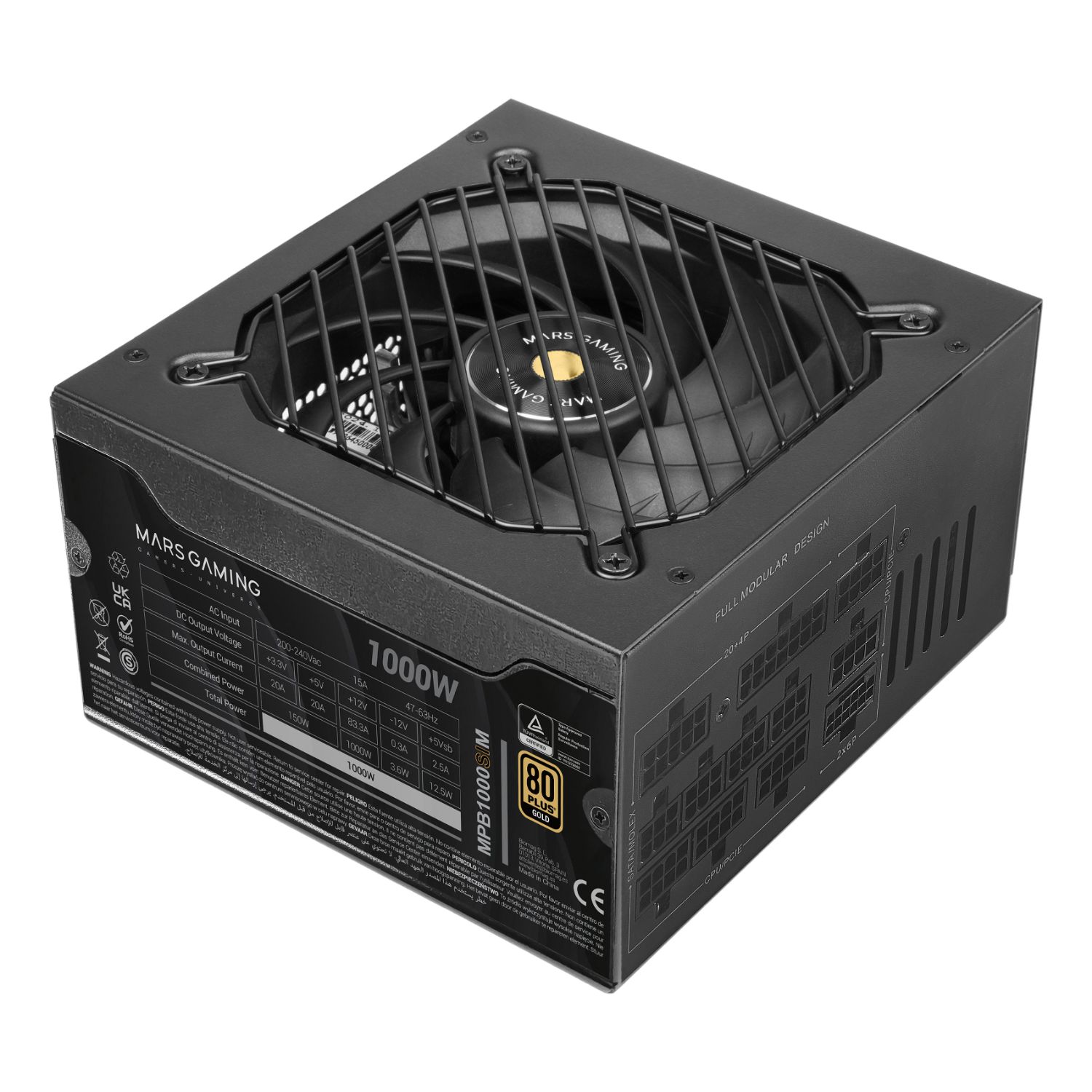 MPB1000SIM - Fuente MARS GAMING 1000W Modular ATX3.1 80+Gold Negro (MPB1000SIM)