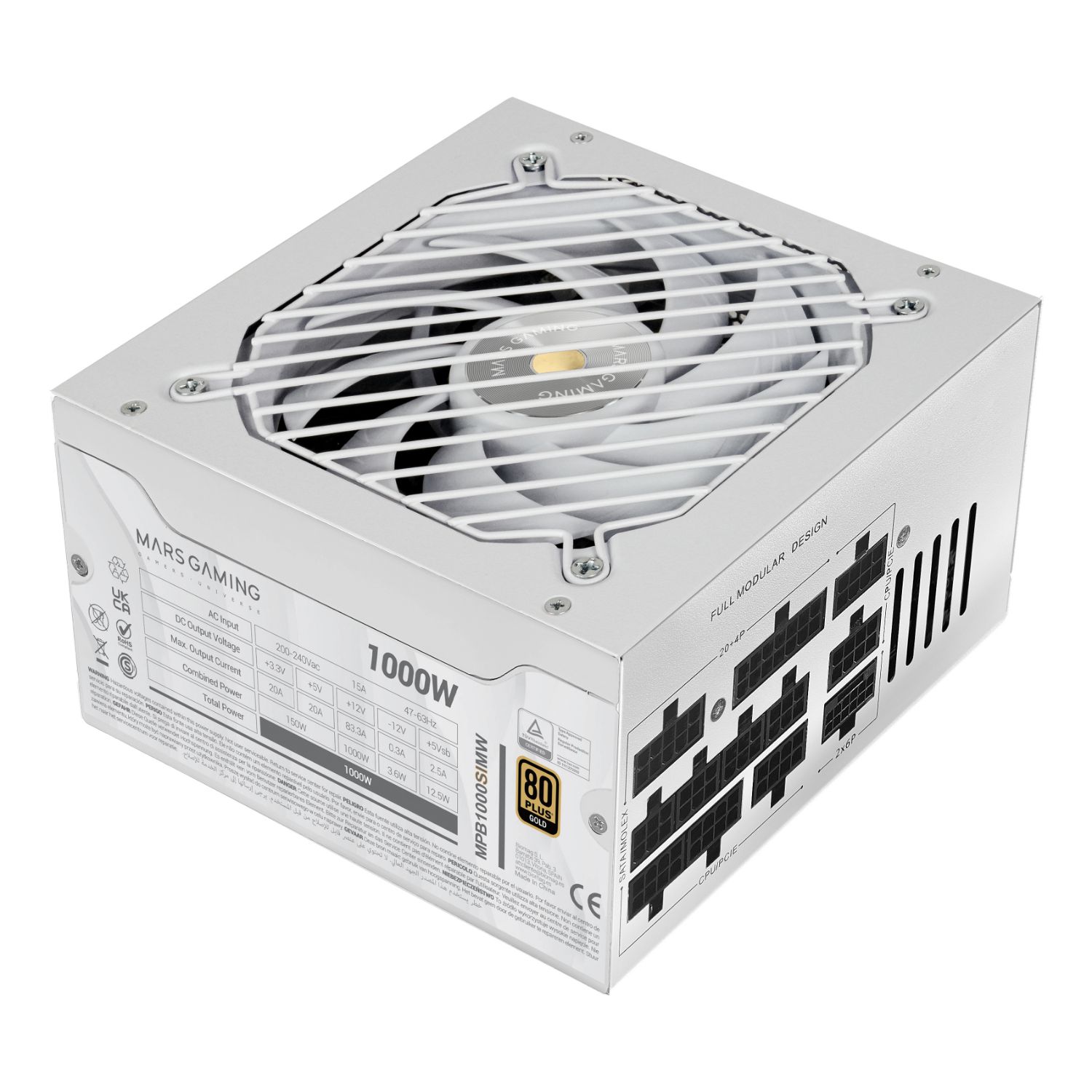MPB1000SIMW - Fuente MARS GAMING 1000W Modular ATX3.1 80+Gold Blanco (MPB1000SIMW)