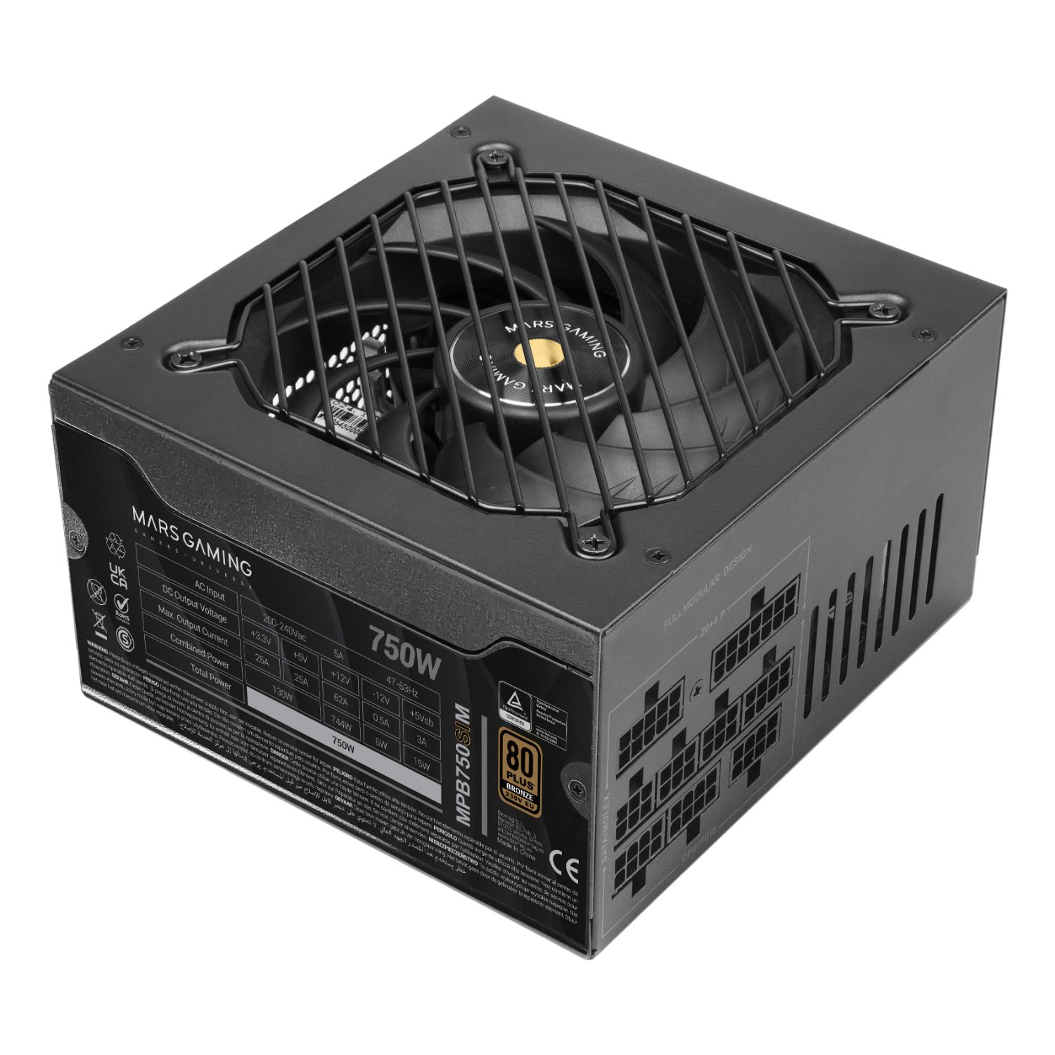 MPB750SIM - Fuente MARS GAMING 750W Modular ATX 80+Bronze Negro (MPB750SIM)