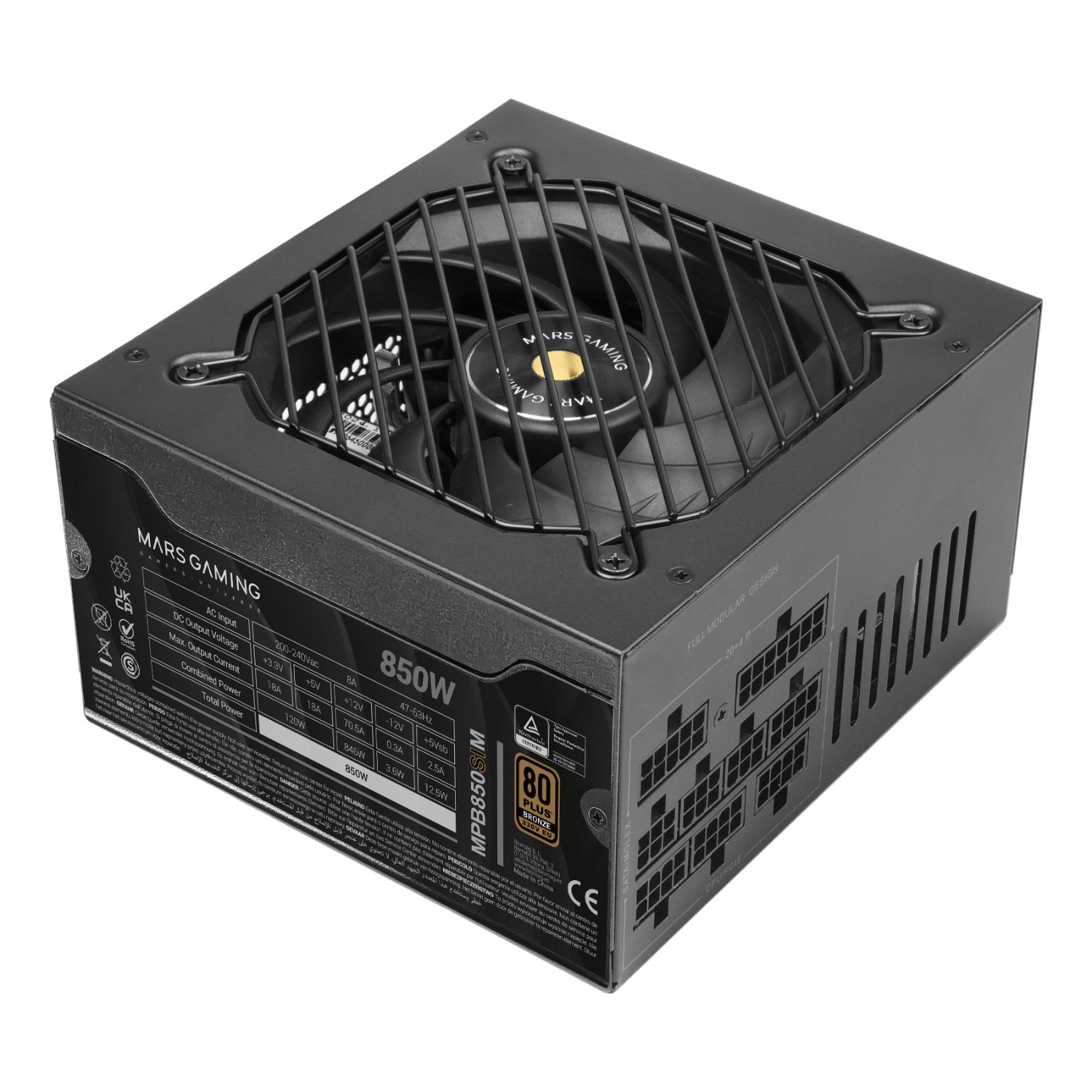 MPB850SIM - Fuente MARS GAMING 850W modular ATX 80+Bronze Negro (MPB850SIM)