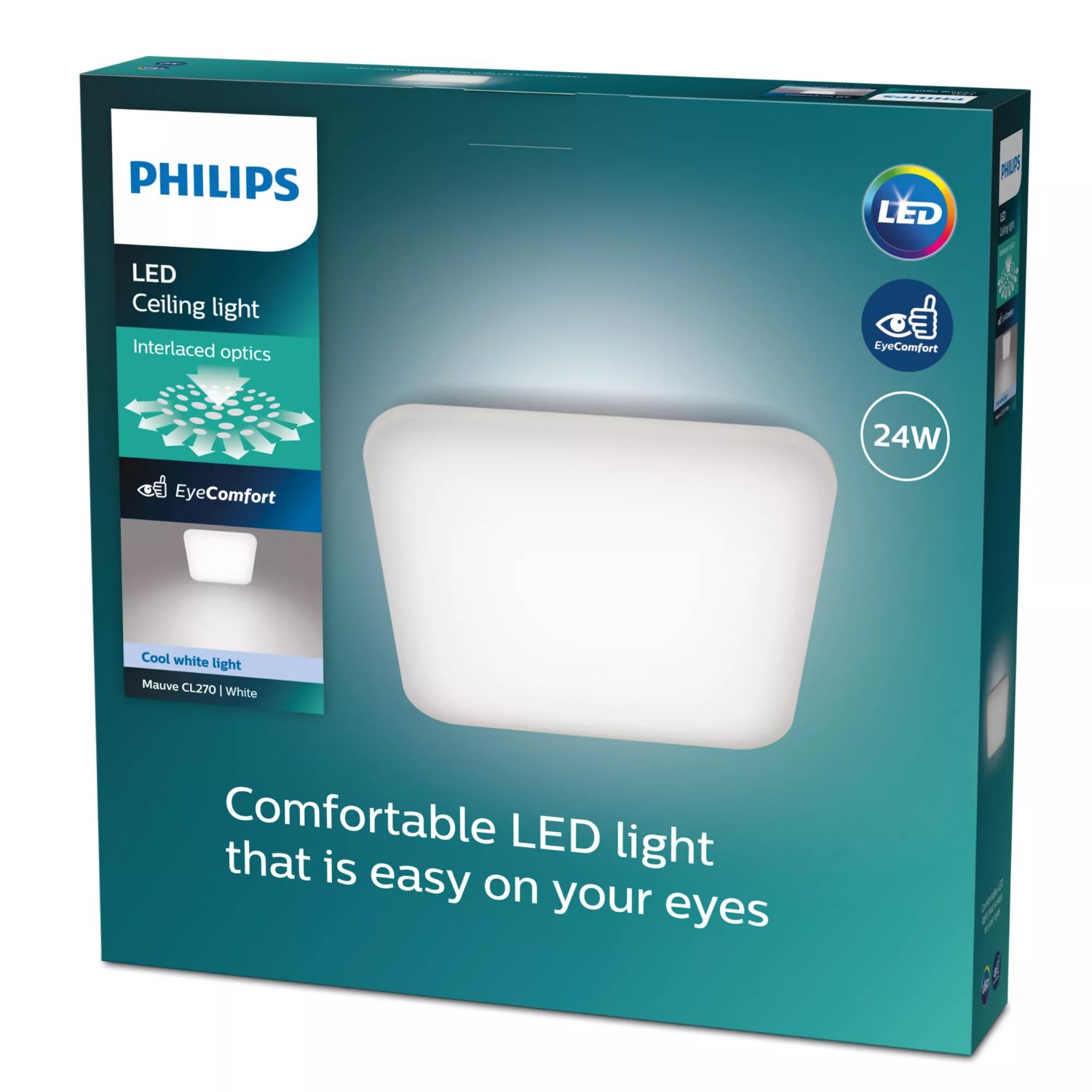 929003313501 - Plafn de techo LED Philips Mauve 24W Cuadrado, acabado claro. Ideal para uso domstico o profesional. 4000k Blanco. (929003313501)