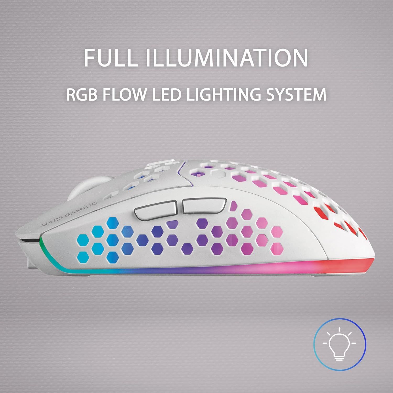 OUT4787 - Ratn Mars Gaming RGB RF 2.4GHz Blanco (MMW3W) Perfecto estado. Caja original deteriorada. (OUT4787)