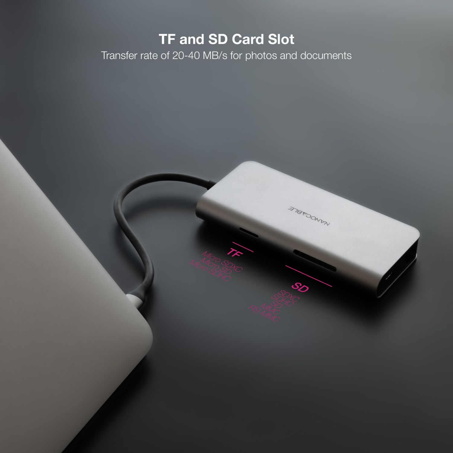 10.16.4609 - Docking Nanocable 8en1 Usb-C a 3xUsb/ 1xHDMI 4K/ 1xRJ45/ 1xLector tarjetas/ 1xUsb-C PD/ Gris (10.16.4609)