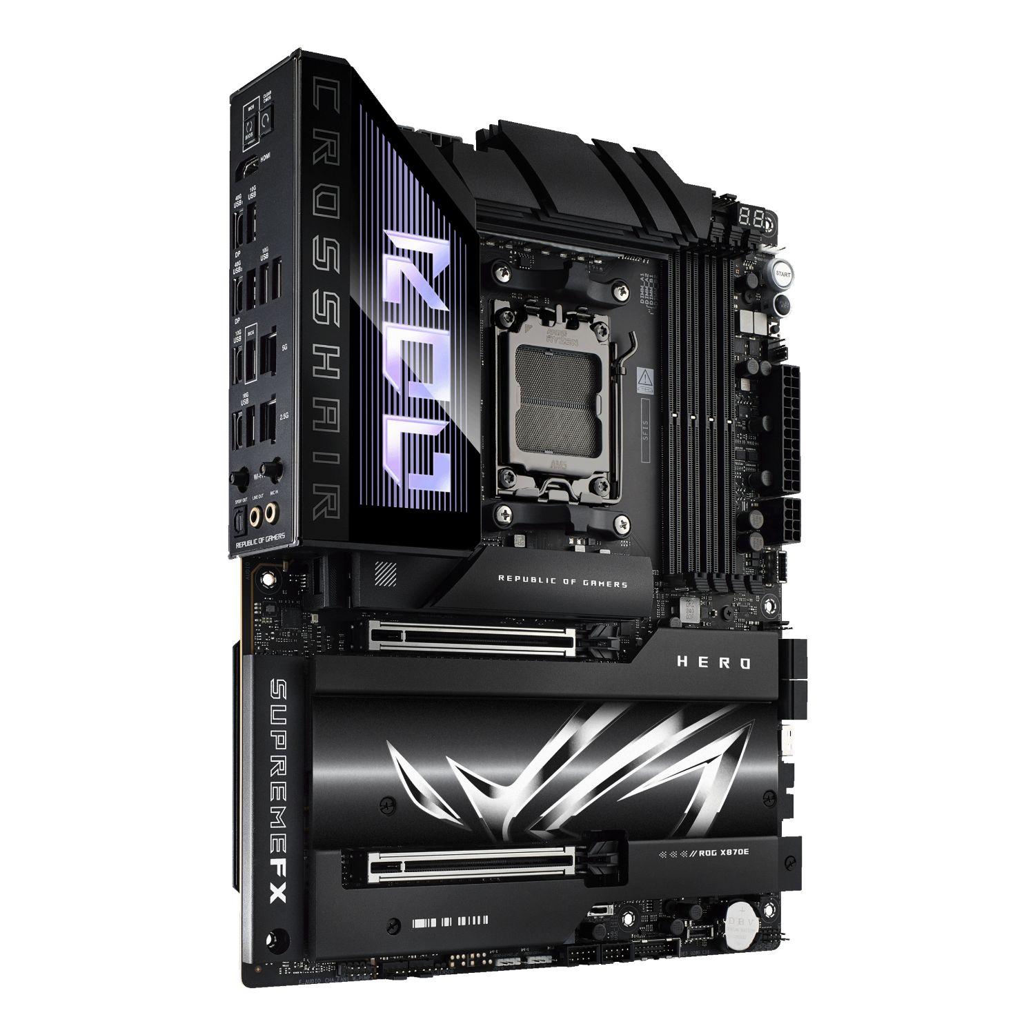 90MB1IE0-M0EAY0 - Placa base ASUS ROG CROSSHAIR X870E HERO:(AM5) 4DDR5 M.2 SATA3 USB-A/C USB 4.0 HDMI RJ45 7.1 ATX WiFi 7 Bluetooth Ethernet 2.5 GbE