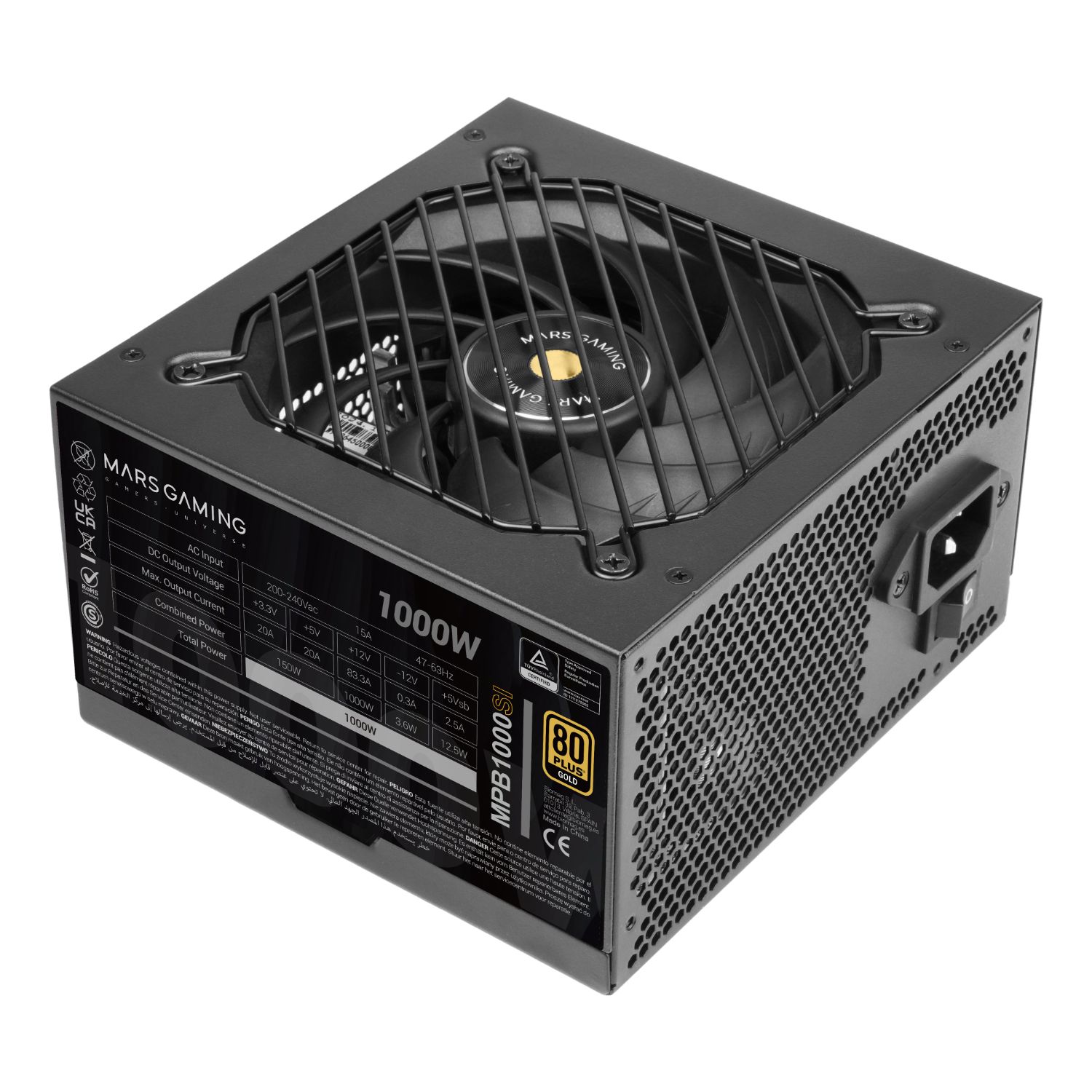 MPB1000SI - Fuente Mars Gaming ATX 1000W Modular 140mm 80+ Bronze Negra (MPB1000SI)