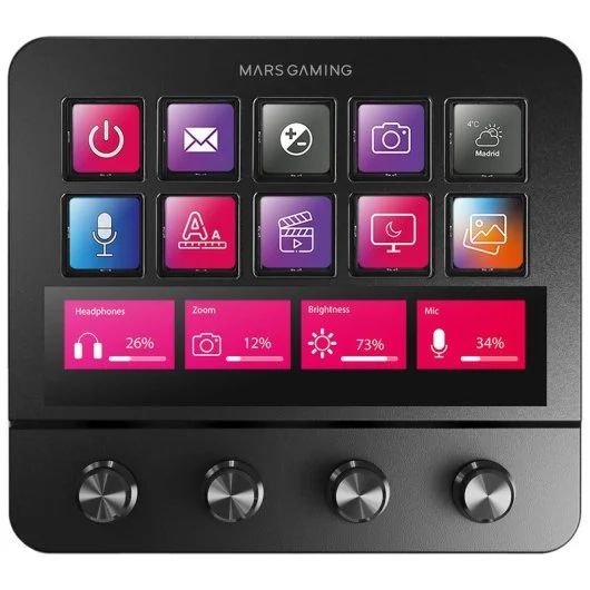 MSDPRO - Control Deck Mars Gaming LCD 10 Teclas Negro (MSDPRO)