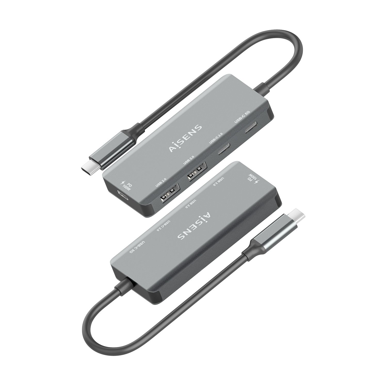 A109-0946 - Hub AISENS USB-C a 2xUSB 2.0 PD 100W Gris (A109-0946)
