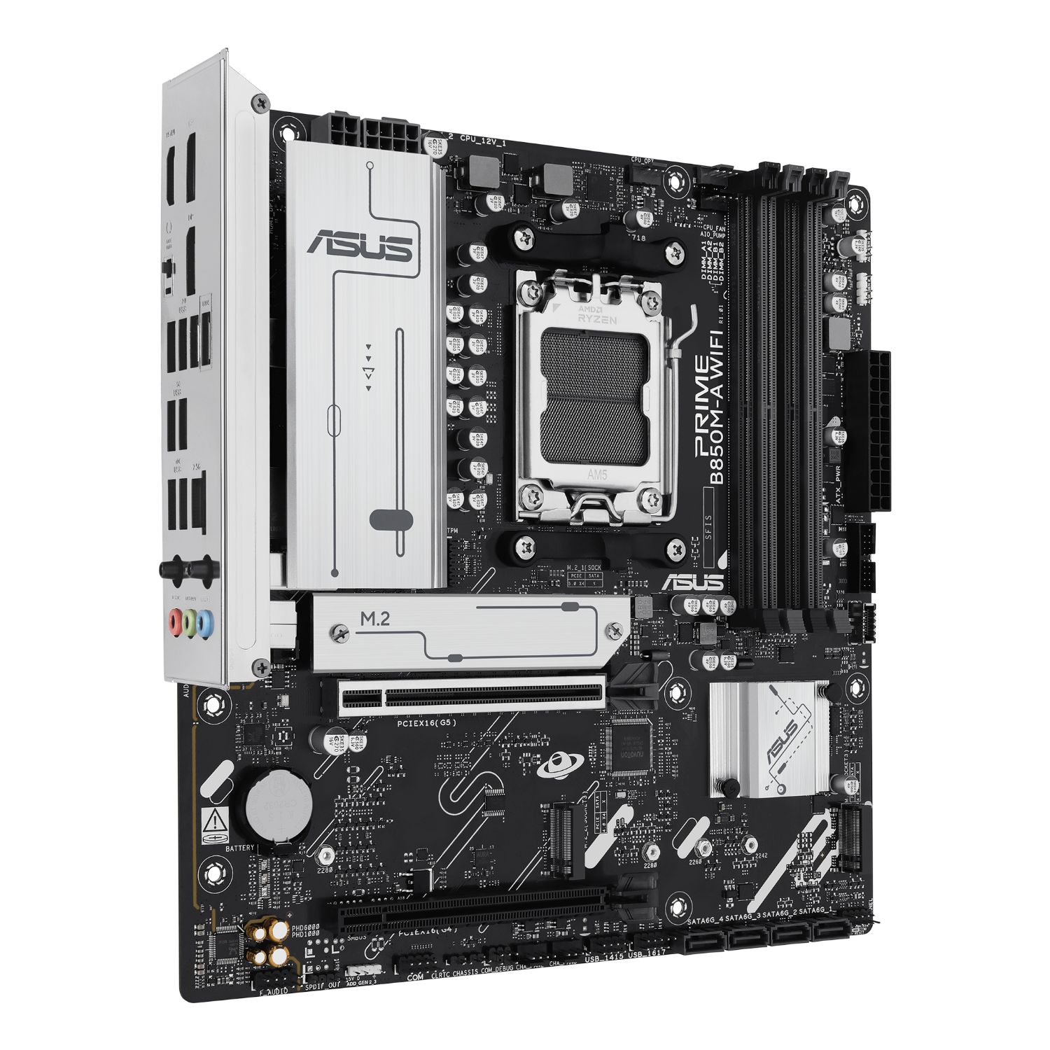 90MB1LN0-M0EAY0 - Placa base ASUS PRIME B850M-A WIFI: (AM5) 4DDR5 M.2 SATA3 USB-A DP HDMI RJ45 7.1 mATX WIFi 6E Bluetooth 5.3 Ethernet 2.5 GbE