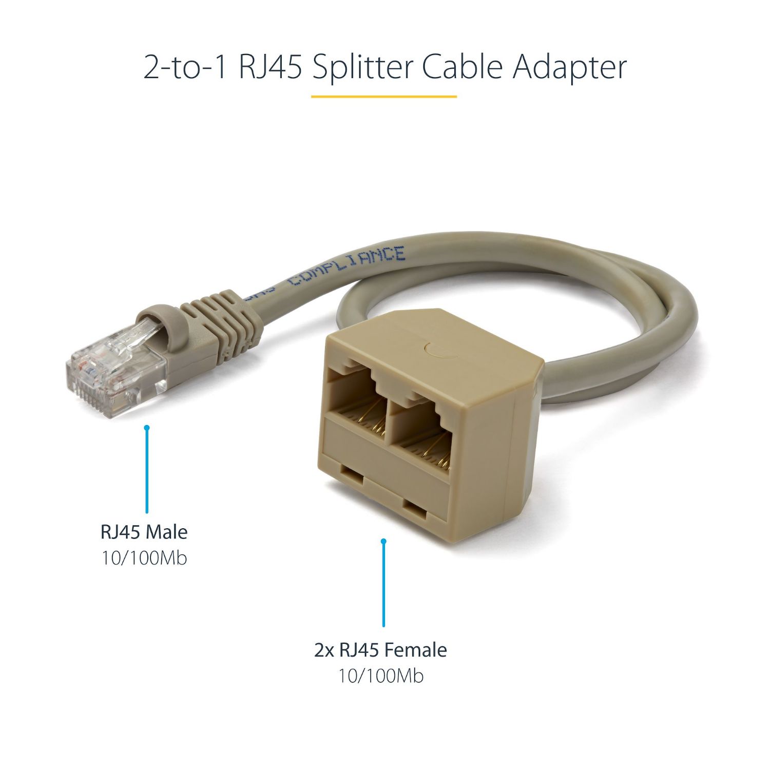 RJ45SPLITTER - Adaptador StarTech Divisor Splitter RJ45 2 a 1 Gris (RJ45SPLITTER)