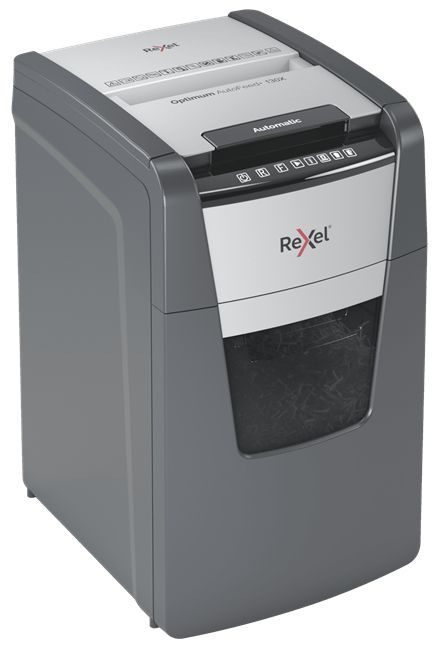 2020130XEU - Destructora Rexel Optimum AutoFeed 130X Papel/tarjetas de Crdito/Grapas/Clips Corte en Partculas P-4 44L Negra (2020130XEU)