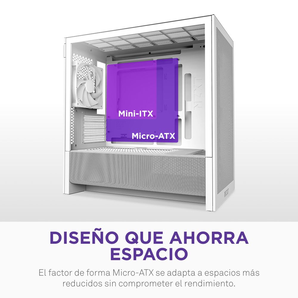 CC-H31FW-01 - Caja NZXT H3 Flow Panel Lateral de Cristal Templado 1xUSB-A 3.0 1xUSB-C 3.1 mATX Mini-ITX Blanca (CC-H31FW-01)