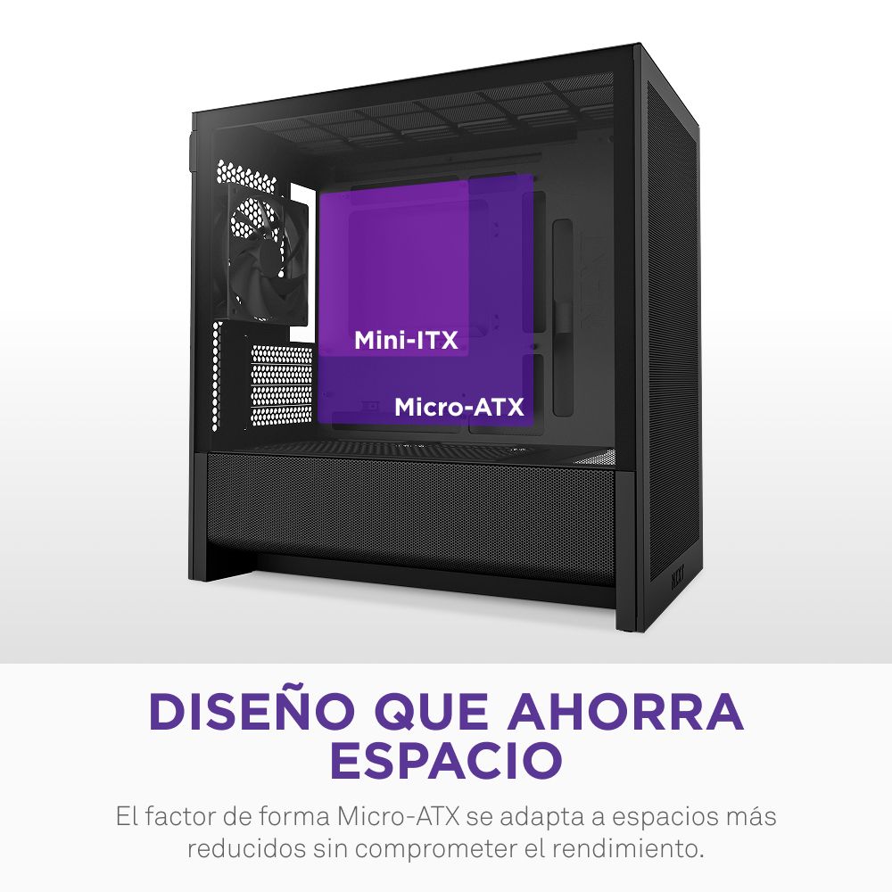 CC-H31FB-01 - Caja NZXT H3 Flow Panel Lateral de Cristal Templado 1xUSB-A 3.0 1xUSB-C 3.1 mATX Mini-ITX Negra (CC-H31FB-01)