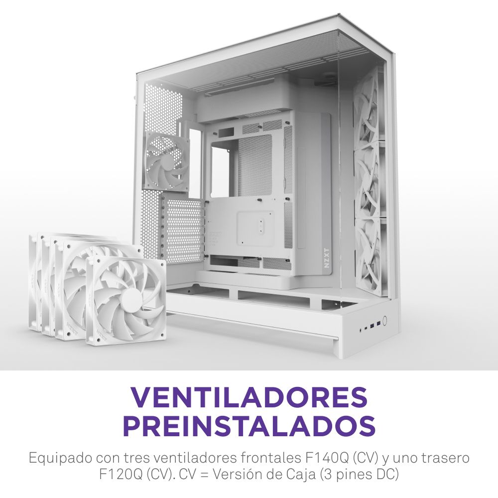 CM-H92FW-01 - Caja Gaming NZXT H9 Flow Panel Lateral de Cristal Templado 2xUSB-A 3.0 1xUSB-C 3.1 ATX EATX mATX Mini-ITX Blanca (CM-H92FW-01)